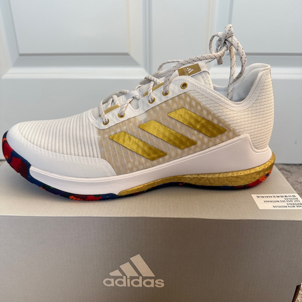 Adidas CrazyFlight women’s volleyball shoes - size 10 - White and Gold